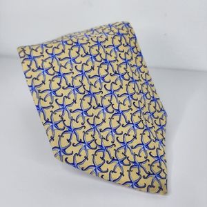 ROBERT TALBOTT Yellow & Blue Silk Tie.